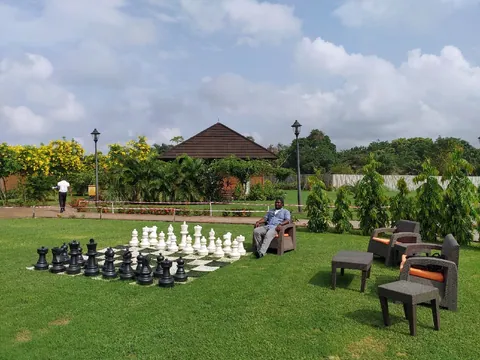 A giant board on the lawn